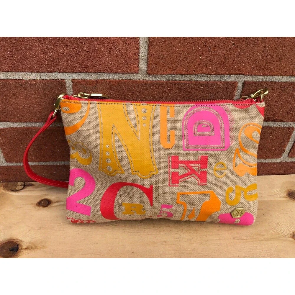 Jonathan Adler women jute pink/red/orange shoulder small  bag